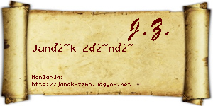 Janák Zénó névjegykártya